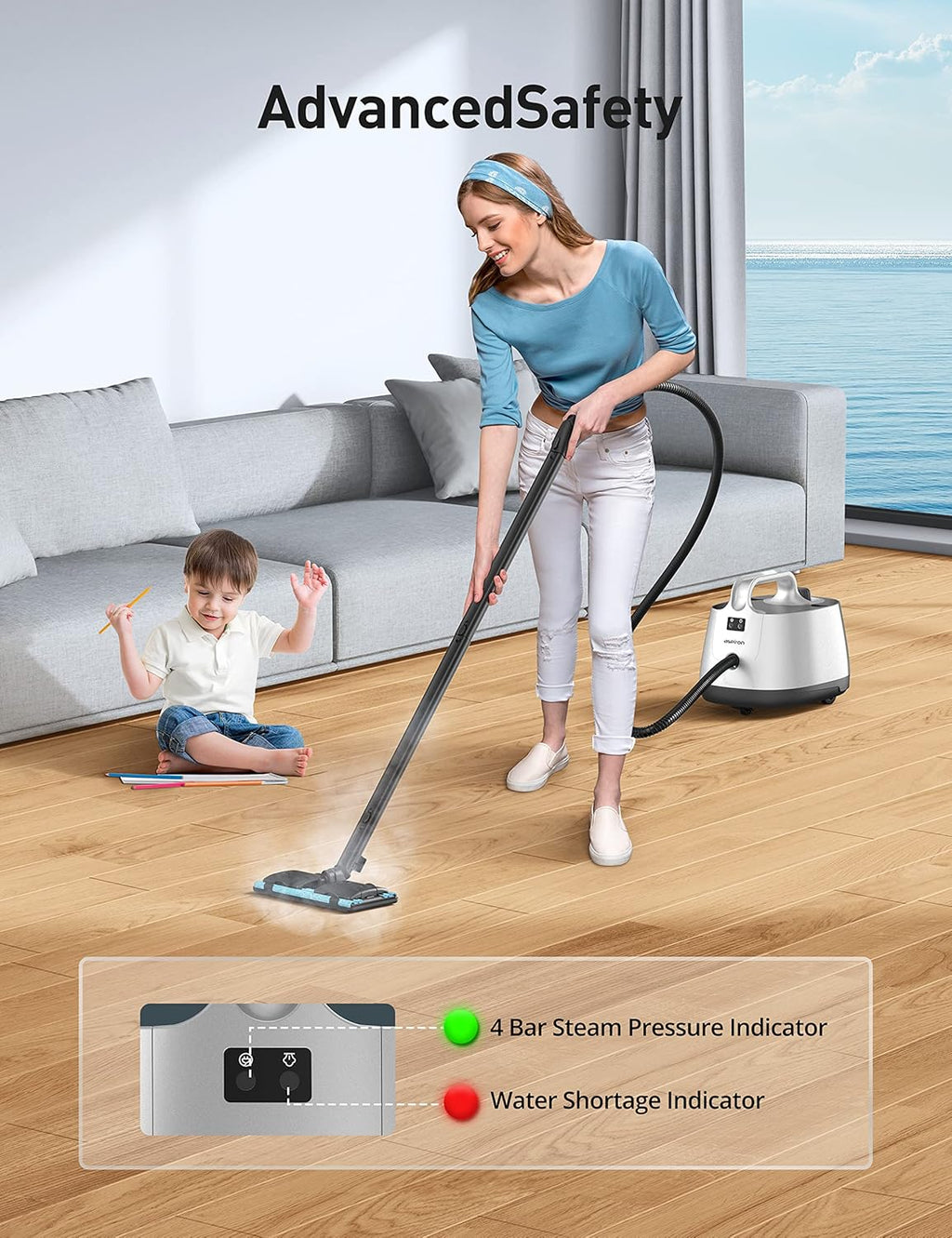Platinum Steam Cleaner - 293°F Handheld Steam Mop with 21 Attachments & 50oz Capacity for Home Use