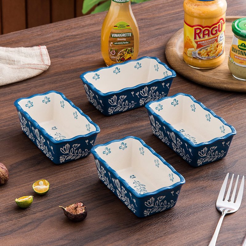 Wisenvoy Mini Loaf Pan Bread Pan Ceramic Loaf Pans for Baking Bread Mini Bread Loaf Pans 4-Pieces Bread Baking Pan
