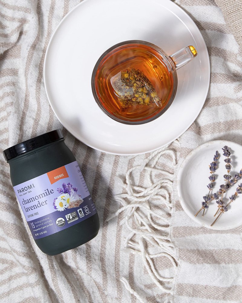 Paromi Chamomile Lavender Rooibos Organic Tea, Signature Jar, 15 Count (Pack of 6)