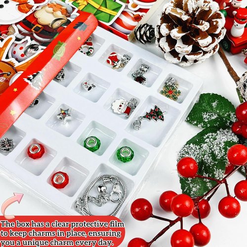 Advent Calendar 2025 - DIY Jewelry Charm Bracelet Kit for Girls | 24 Days Christmas Countdown Gift