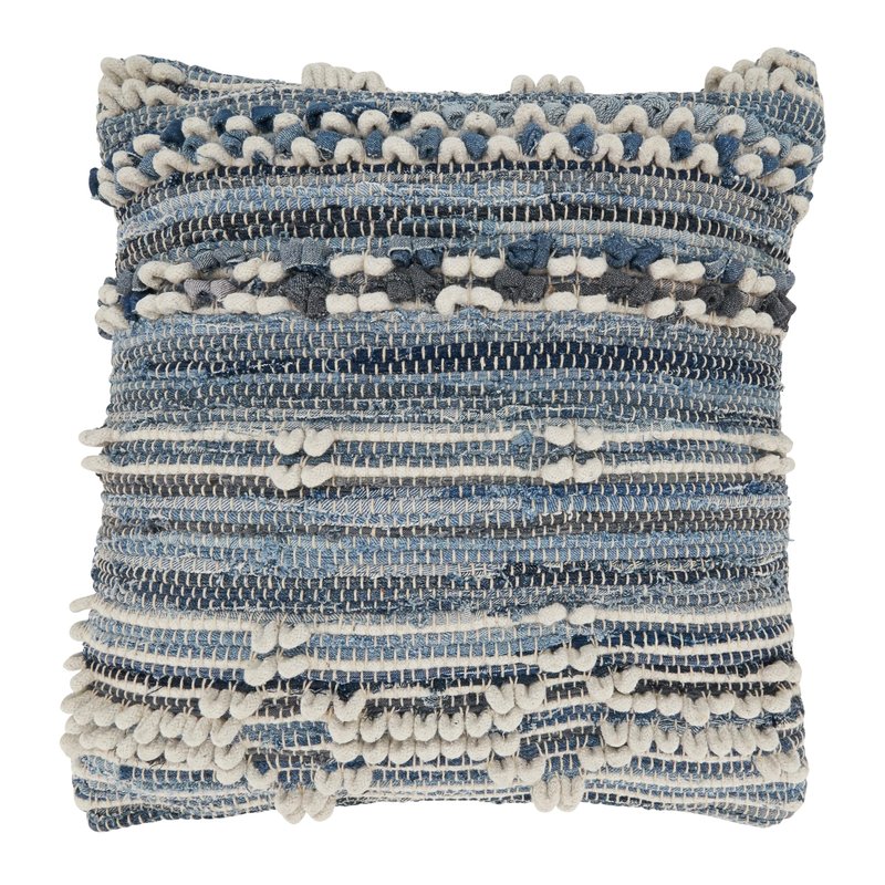 SARO LIFESTYLE Denim Delight Chindi Throw Pillow Cover