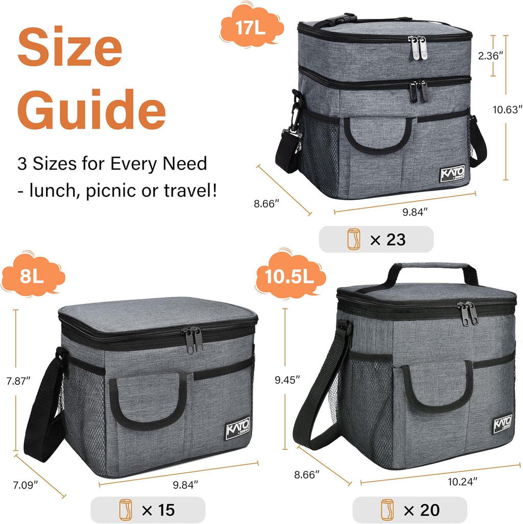 Tirrinia Insulated Lunch Bag - Leakproof Soft Cooler for Adults & Kids | Charcoal Color, Perfect for Work, School, Picnics