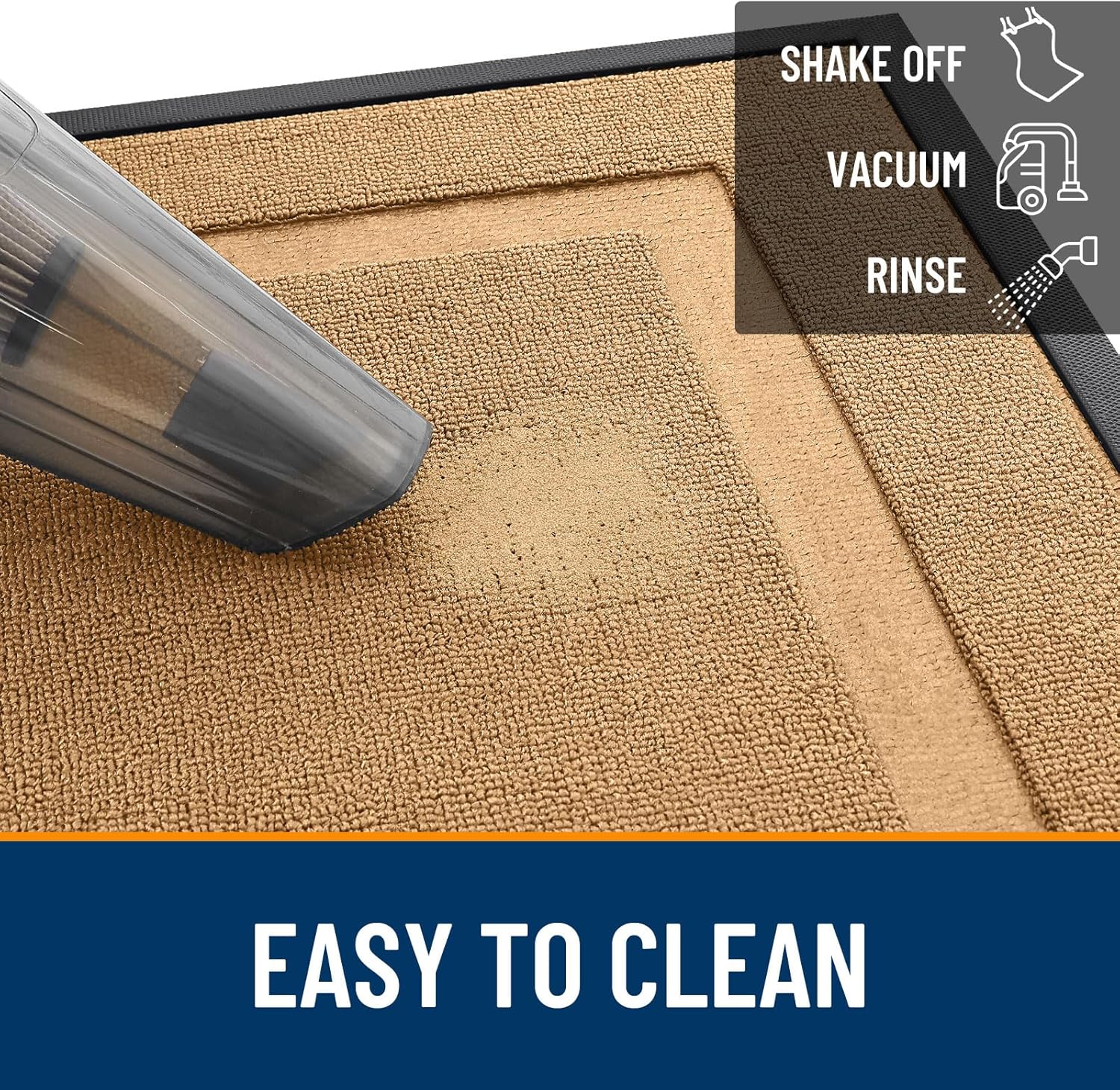 OLANLY Waterproof All-Season Front Door Mat - Sturdy Natural Rubber, Easy Clean | 71x23, Butter Yellow