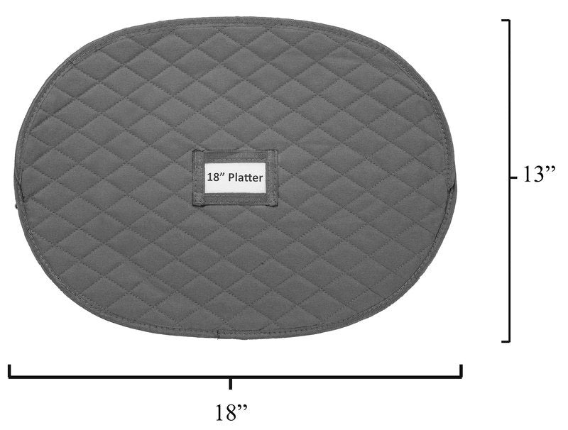 Platter Storage Case - 18" x 13" with Padded Interior and Label Holder - Gray - China Storage Containers for Plates and Charges