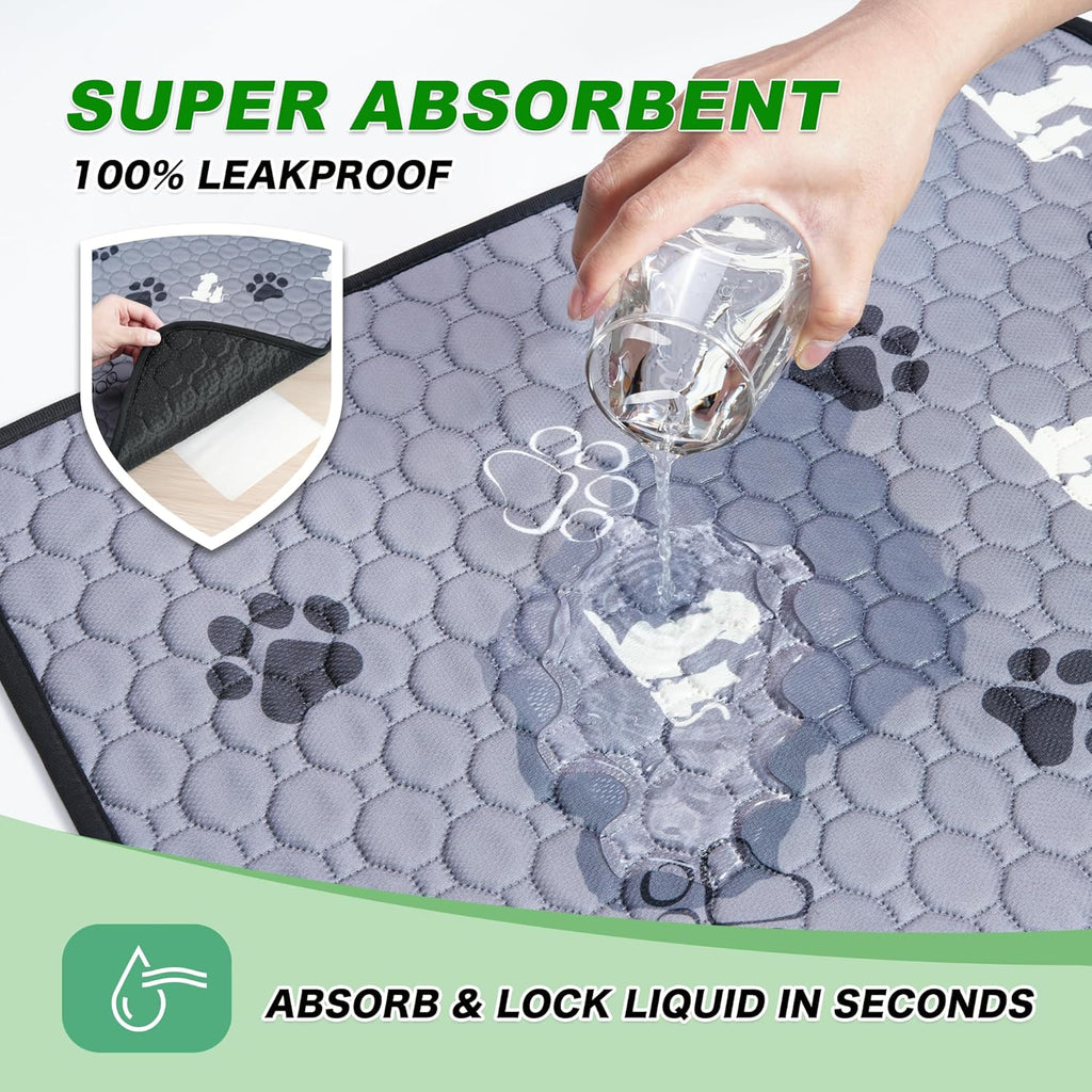 WanpeeGoo Washable Dog Pee Pads - Absorbent Reusable Training Pads, Non-Slip, Grey 18"x24" | 4 Pack