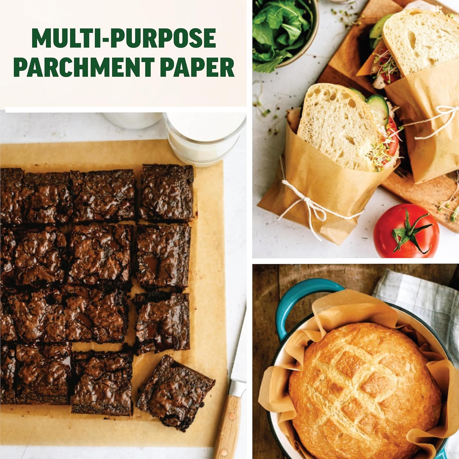 Zenlogy Parchment Paper Squares - Unbleached, Non-Stick, High Heat | 200 Pre-Cut Sheets for Baking & Air Frying