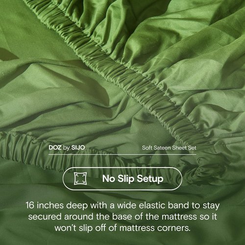 DOZ 100% Long Staple Cotton Sheet Sets, Soft Sateen Weave Cotton, Smooth, Breathable, Cooling Sheets, Hotel Comfort, Durable, 4pc – 2 Pillowcases 1 Fitted 1 Flat (Forest, King)