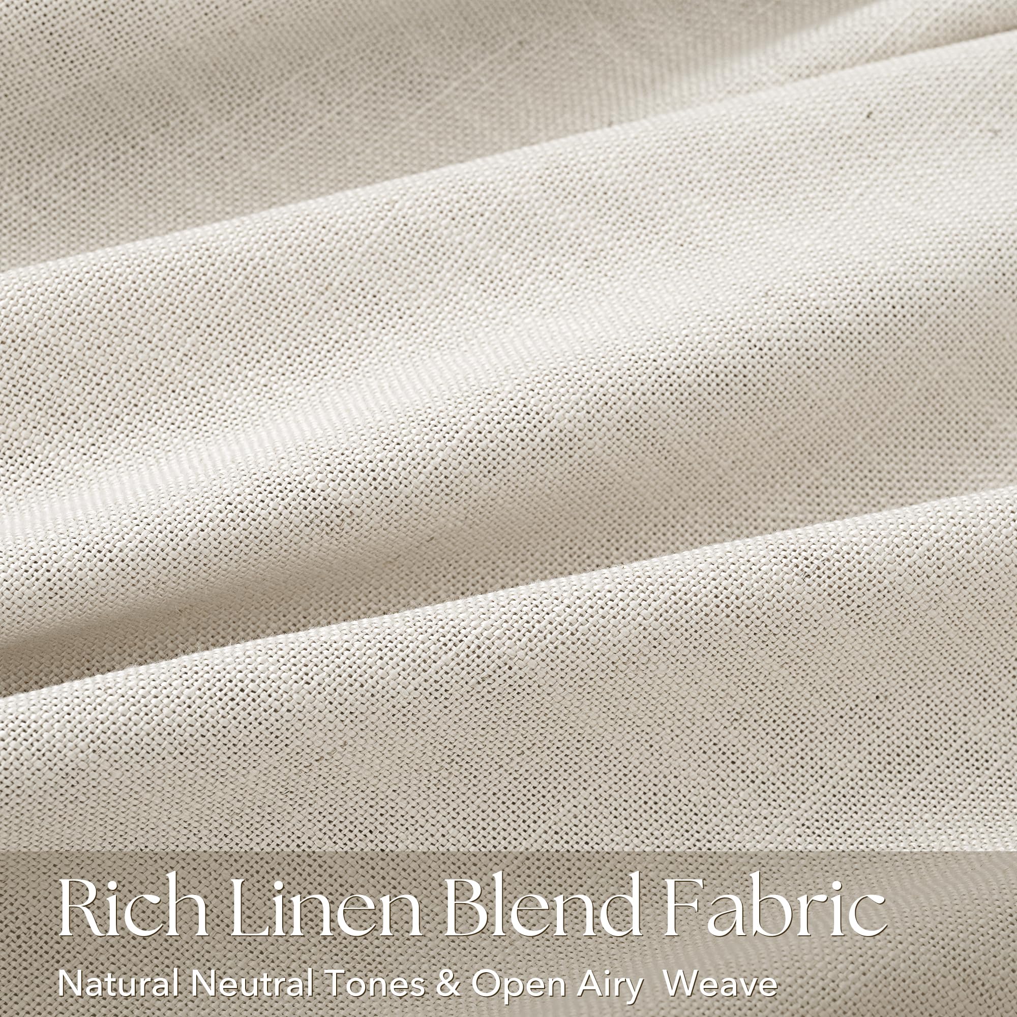 Linen Pinch Pleat Curtains 84 inches Long 2 Panels for Living Room Track System Light Filtering Semi Sheer Pinched Pleated Curtain Memory Trained with Hooks Neutral Thick Oatmeal Linen Drapes Apricot