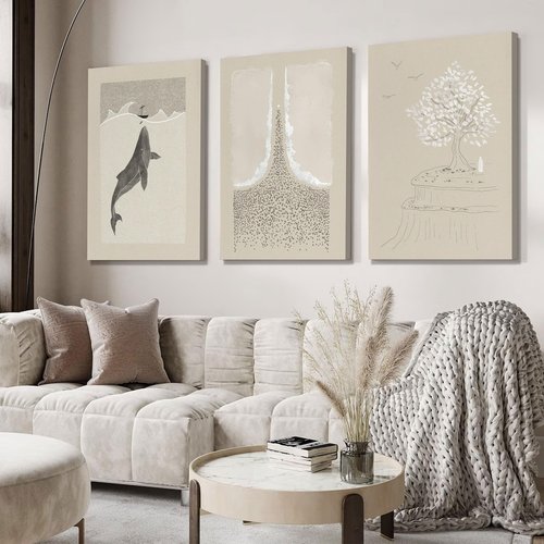 3Pcs Framed Modern Christian Canvas Wall Art Pictures Bible Verse Posters Prints Jonah and Whale Parable the Mustard Seed Moses Parting the Red Sea Scripture Wall Decoration for Bedroom 16x24in