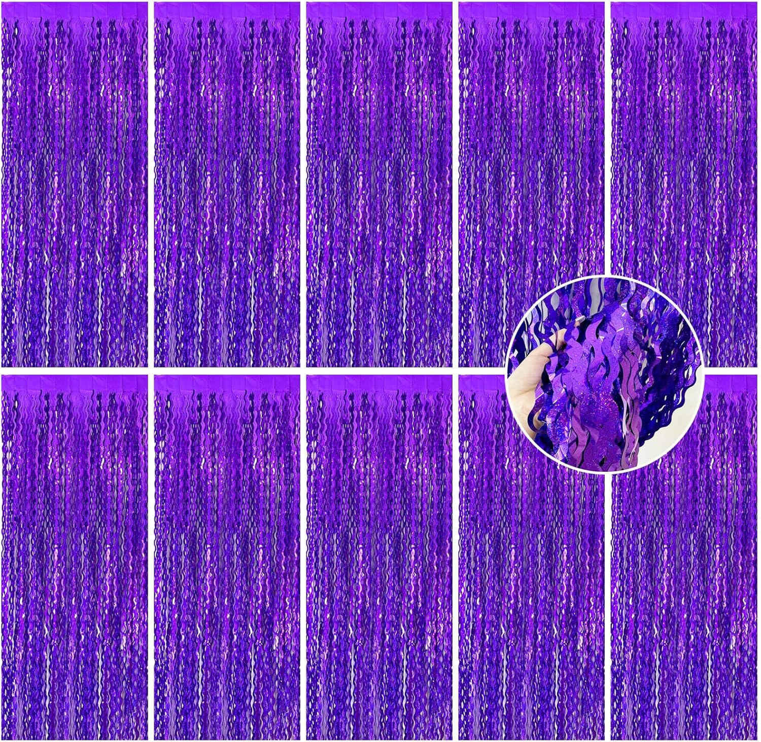Skiennix Tinsel Foil Fringe Curtains - Sparkling Wavy Backdrop for Parties | Photo Booth Decor
