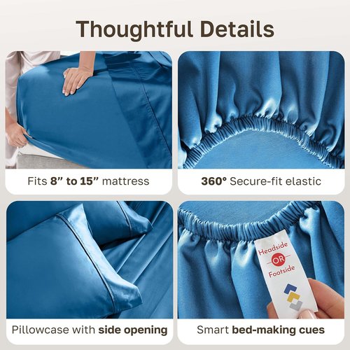 California Design Den Twin Cotton Sheet Set - 100% Soft Cotton, 400 Thread Count, Silky Smooth - Cobalt Blue