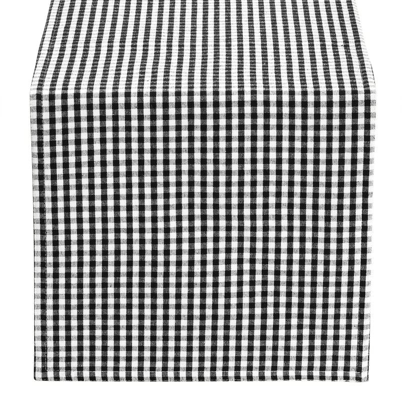 Lush Decor Gingham Check Yarn Dyed Table Runner, 13" x 72", Off-White & Black