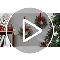6-Piece Mini Christmas Wreaths with Red Ribbons for Kitchen Cabinets