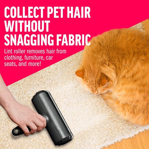 ChomChom Roller Pet Hair Remover - Eco-Friendly Lint Roller for Cats & Dogs | Portable & Reusable (Black)