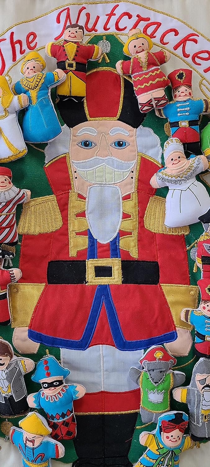 Pockets of Learning Nutcracker Advent Calendar - Interactive Christmas Décor | Embroidered Soft Fabric Wall Hanging