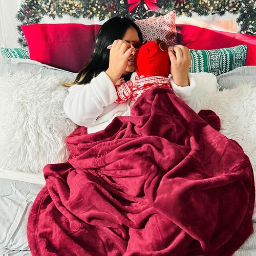 Bedsure GentleSoft Fleece Blanket - Lightweight Plush Cozy Twin Size Red, 300GSM for Home & Travel, 60x80 Inches