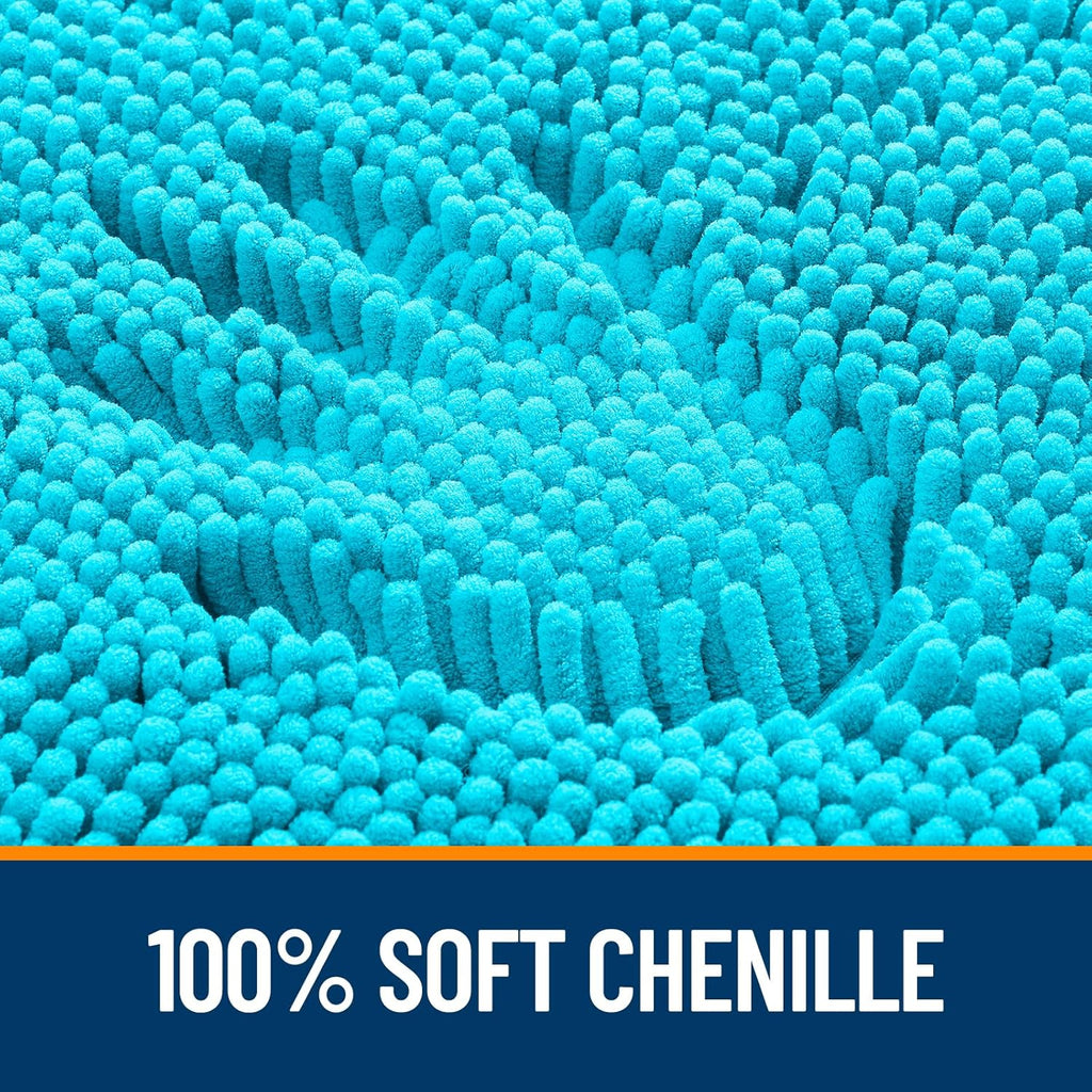 OLANLY Bath Rugs - Extra Soft Chenille, Quick Dry & Absorbent | 24x16 Inches, Aqua Sky Color