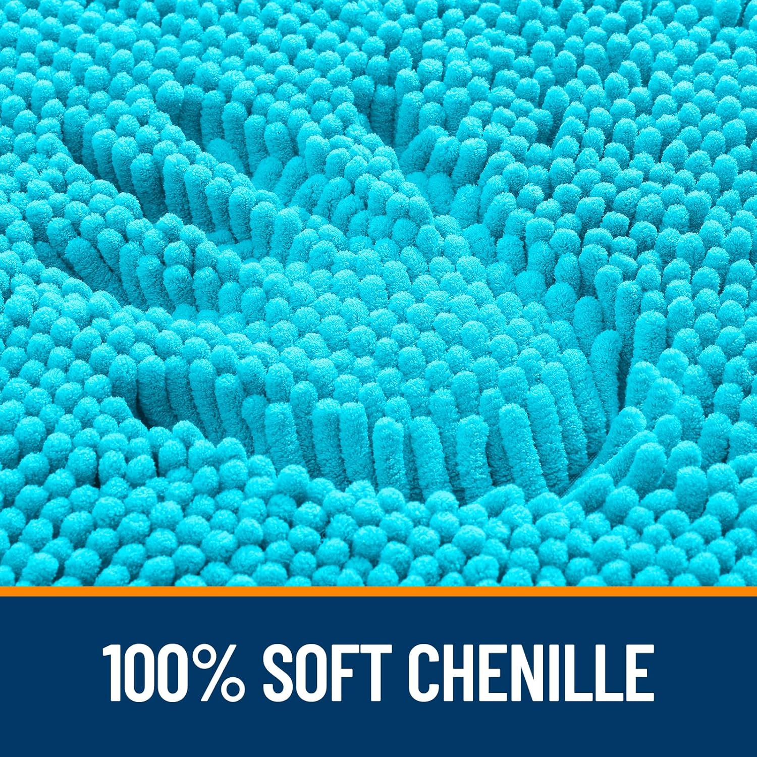OLANLY Bath Rugs - Extra Soft Chenille, Quick Dry & Absorbent | 24x16 Inches, Aqua Sky Color