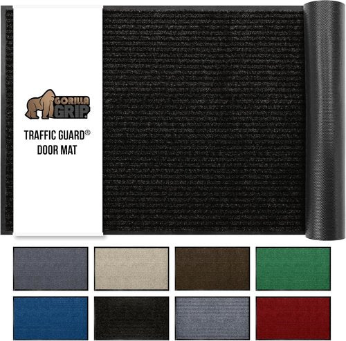 Gorilla Grip Waterproof Traffic Guard Door Mat - Heavy Duty Entryway Rug for Home & Office | 29x17, Black