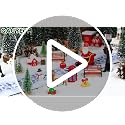 24 Pcs Christmas Village Accessories Set - Resin Figurines, Trees & Street Lights