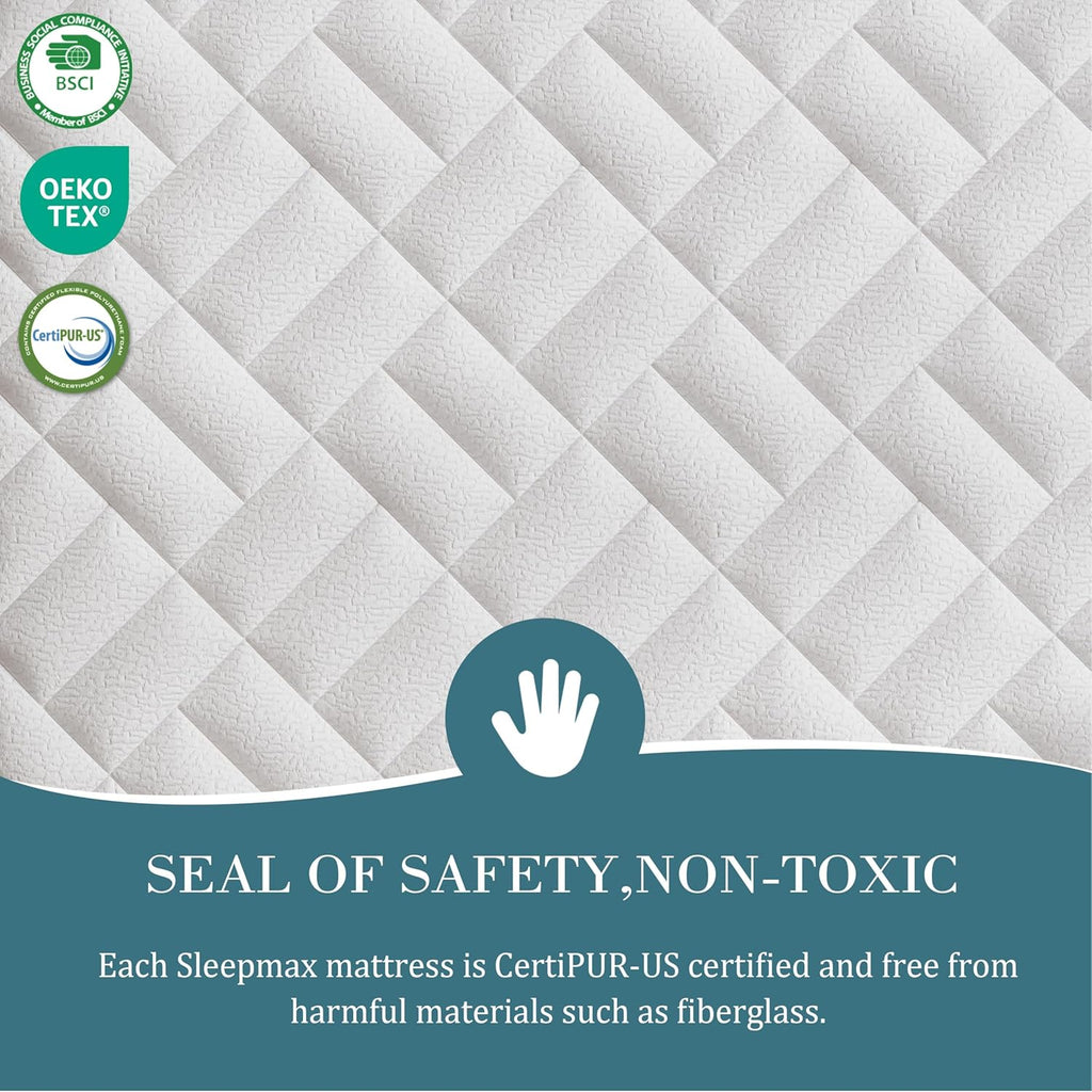 Sleepmax Extra Firm Queen Mattress - 12 Inch Deep Sleep Hybrid with Pressure Relief | Deluxe Cooling Design, CertiPUR-US Certified, 365-Night Trial