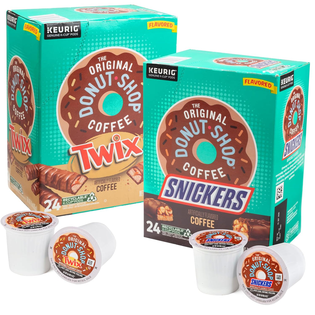 SCS Direct Donut Shop K-Cup Variety Pack - Snickers & Twix Flavors - 48 Cups Total, Light Roast