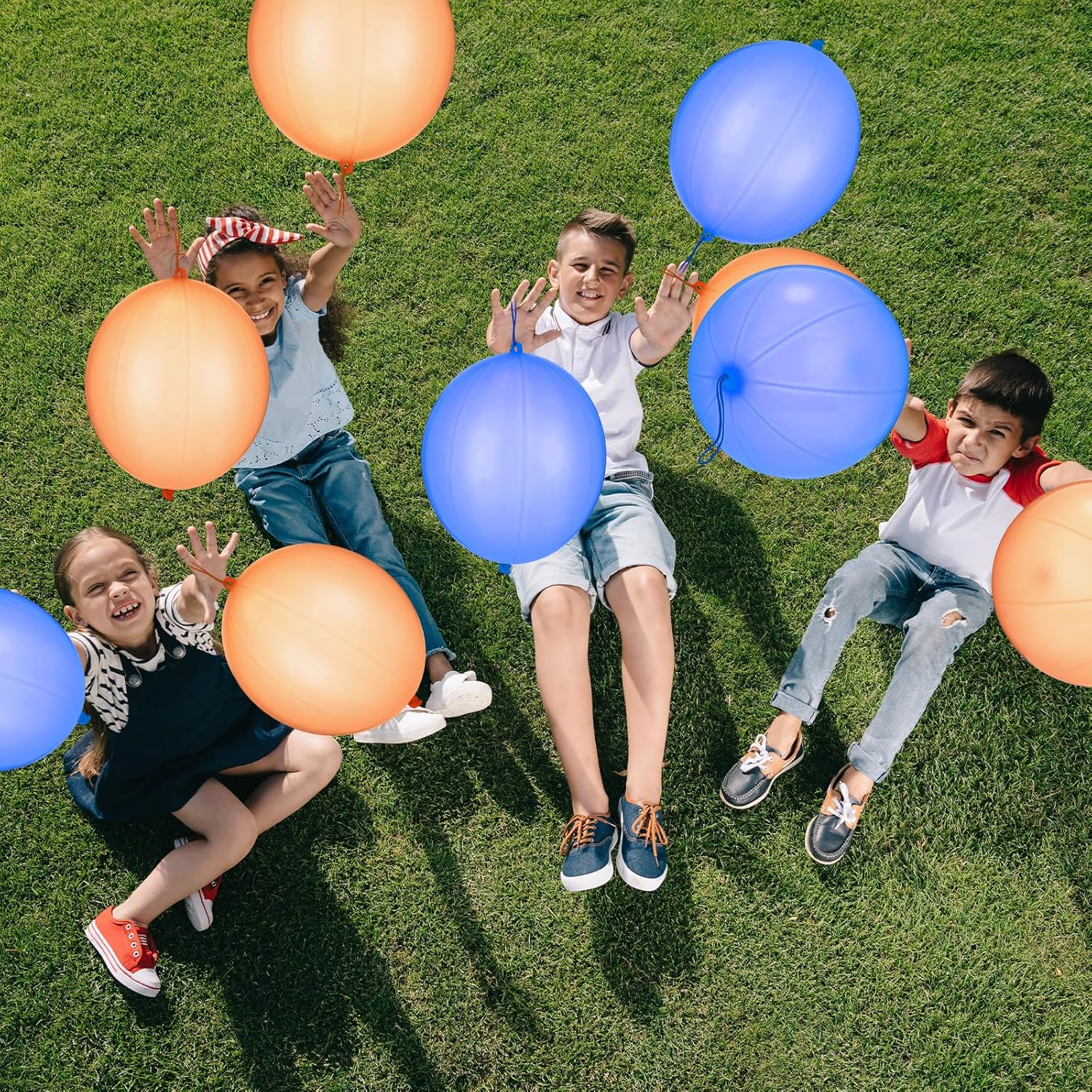 Soulchen Punch Balloons - 24 Pcs Blue & Orange Party Favors for Kids' Birthday Celebrations | Thickened Design with Rubber Band Handle