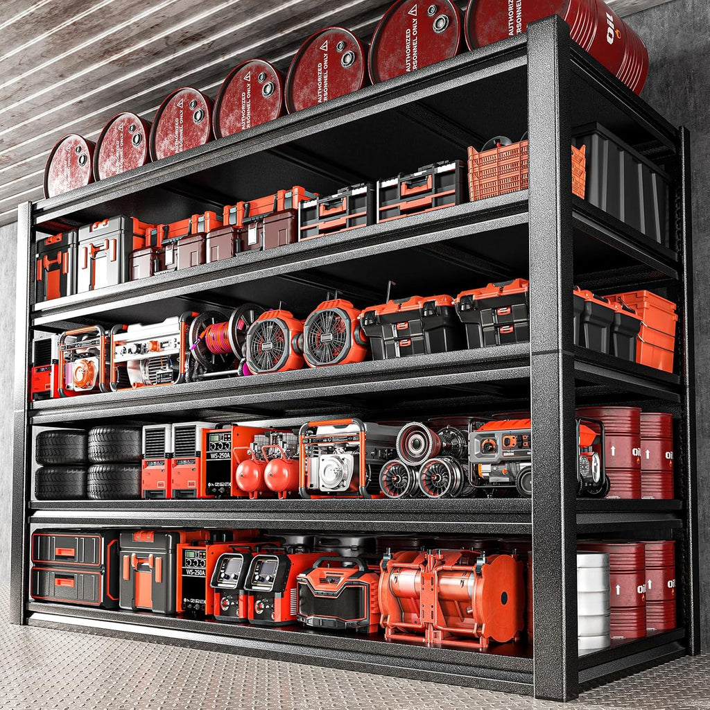 POKIPO Heavy Duty Garage Shelving - 72"H x 47.2"W x 23.6"D | 5-Tier Adjustable Metal Storage Rack, 3500LBS Capacity