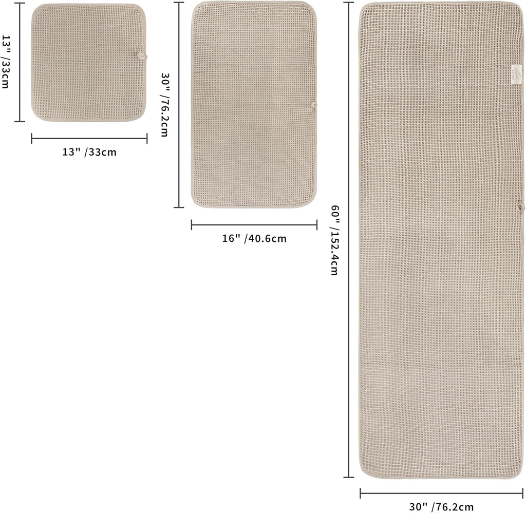 POLYTE Oversize Bath Towel Set - 6 Piece Quick Dry Microfiber, Lint-Free & Waffle Weave Design