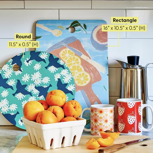 Society6 Bamboo Cutting Board- Kitchen Decor by Burcu Korkmazyurek - Unique Cutting Boards for Kitchen, 16" x 10.5" x 0.5", Birds And Snakes