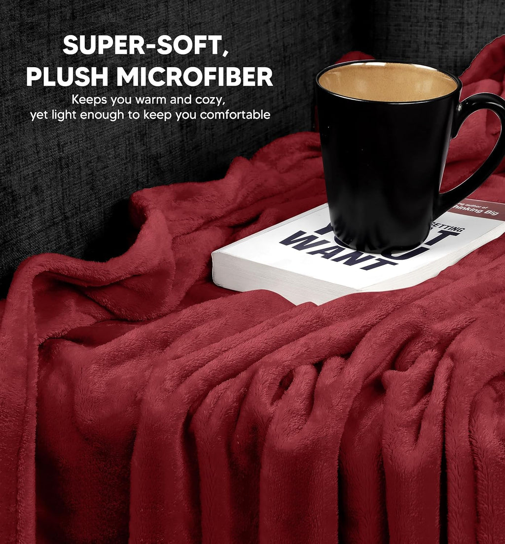 Utopia Bedding Fleece Blanket - Luxury Soft Microfiber Queen Size in Burgundy | 300GSM (90x90 Inch)