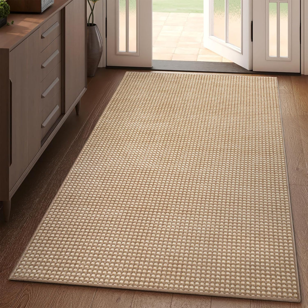 YDKGL Area Rug - Non-Slip Washable Boho Runner for Entryway | 3x5 ft Brown Carpet for Indoor Use