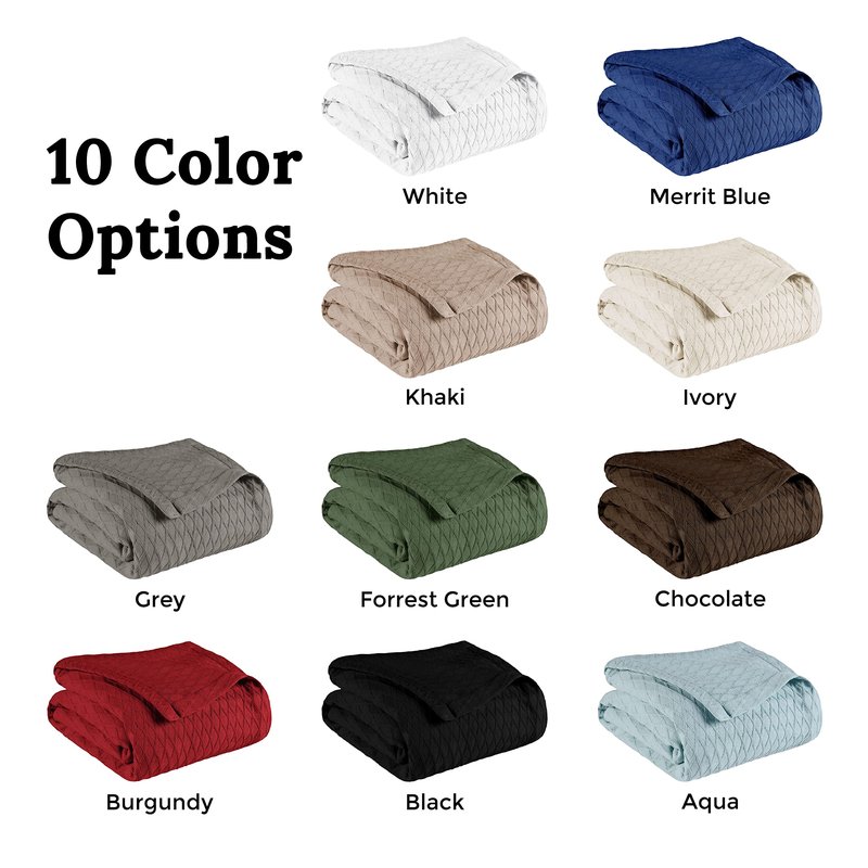 Superior Diamond Weave Blanket, 100% Cotton Cover for Home, Couch, Bed, Soft, Warm Blankets, Boho Aesthetic, Comfy, Cozy, and Cute Covers, Decorative Bedding Essentials, King, Khaki