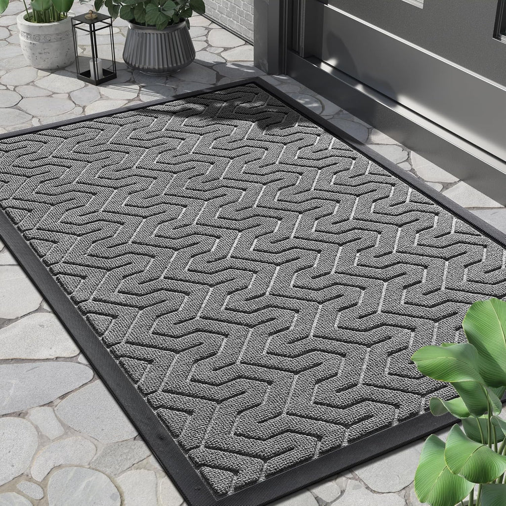 Yimobra Waterproof Heavy-Duty Front Door Mat - Non-Slip Rubber Entry Mat | 29.5"x17", Grey
