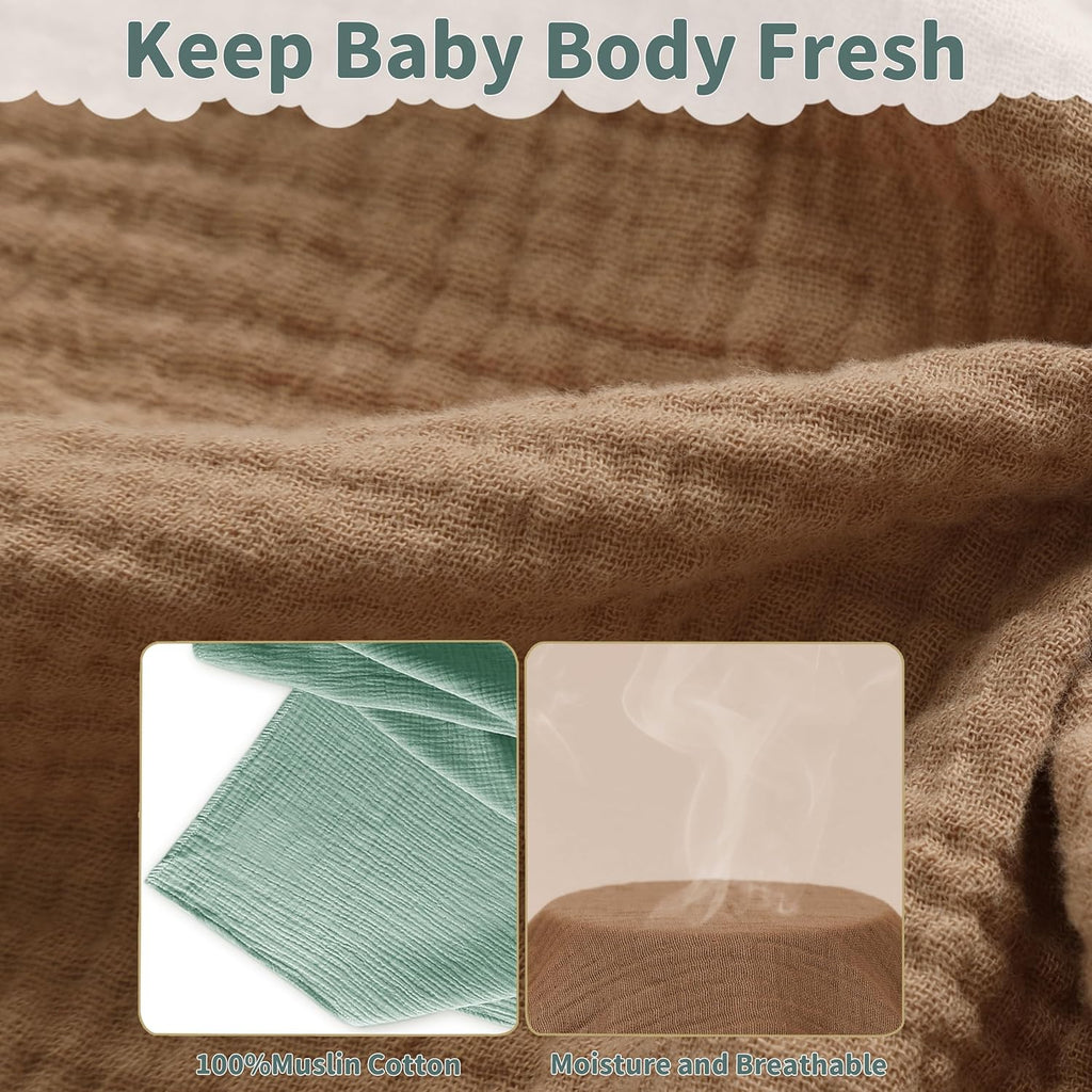 Skiennix Muslin Swaddle Blankets - 2 Pack Breathable Soft Receiving Blankets | Large 41 x 41 Inches (Beige & Coffee)