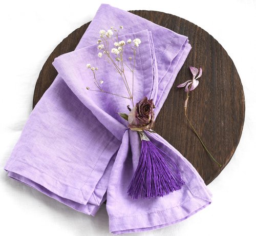 Linkslove Home Linen Napkins Set of 6 – Purple Cloth Napkins for Party, 100% Natural Linen, Lavender Linen Napkins 20x20 Inch, Great Gift, Machine Washable, Soft Durable Luxury