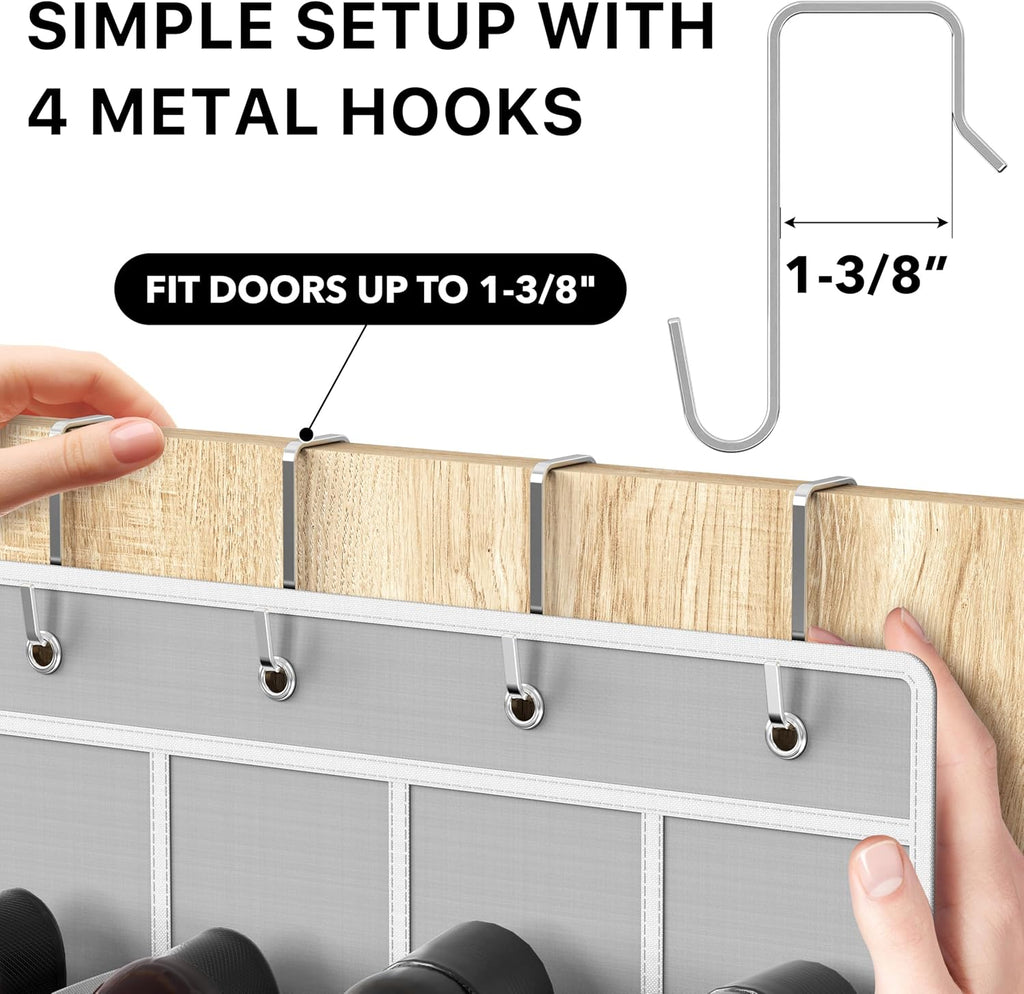 Simple Houseware 24 Pockets Over The Door Hanging Shoe Organizer - Crystal Clear, Gray (64'' x 19'')