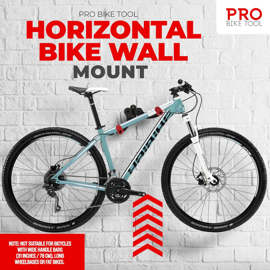 Pro Bike Tool Bike Wall Mount - Horizontal Indoor Rack for 1 Bicycle | Safe & Secure Storage Solution
