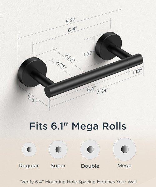 FORIOUS Toilet Paper Holder - Stainless Steel Rustproof Double Post Design | Matte Black Finish