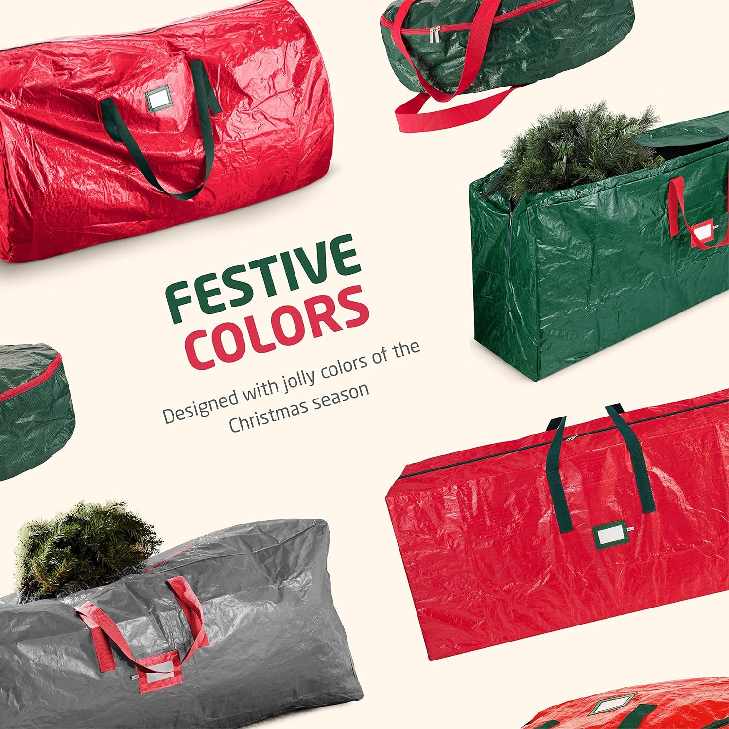 Zober Christmas Tree Storage Bag - Waterproof Protection for 7.5 Ft Artificial Trees - Durable Handles & Label Slot - Black