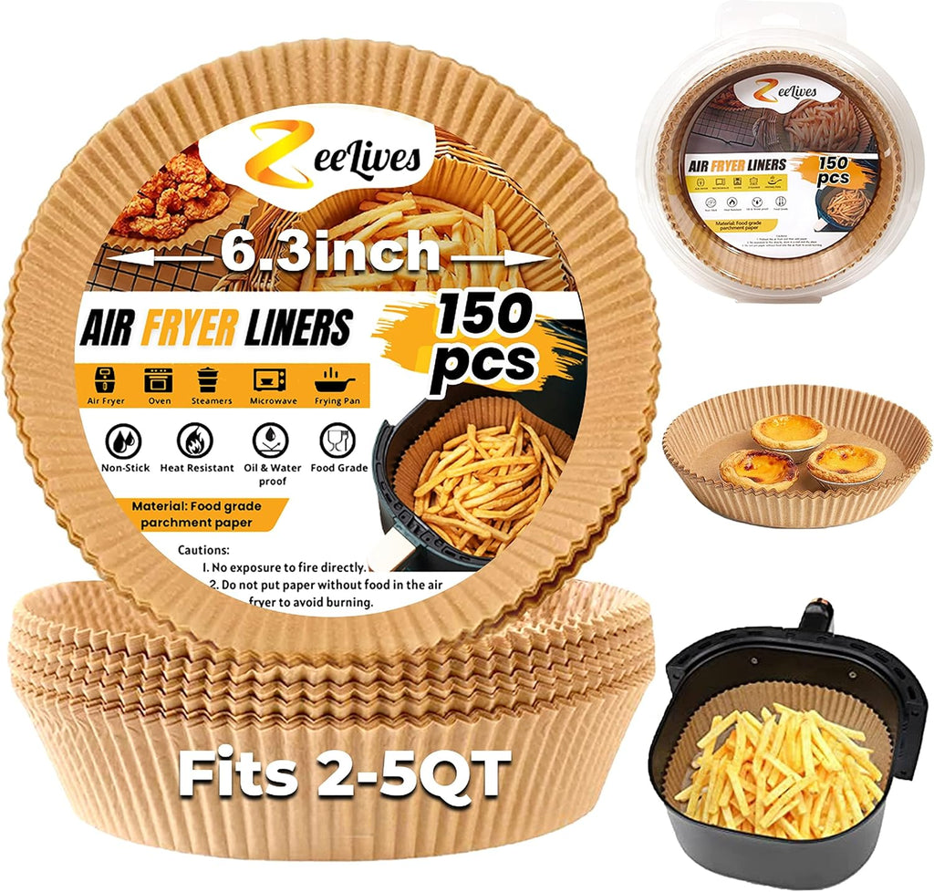 Ninja Air Fryer Liners - Disposable Parchment Paper, 150 Pcs | Water & Oil Proof, 6.3 Inch (Fits 2-5 Qt)