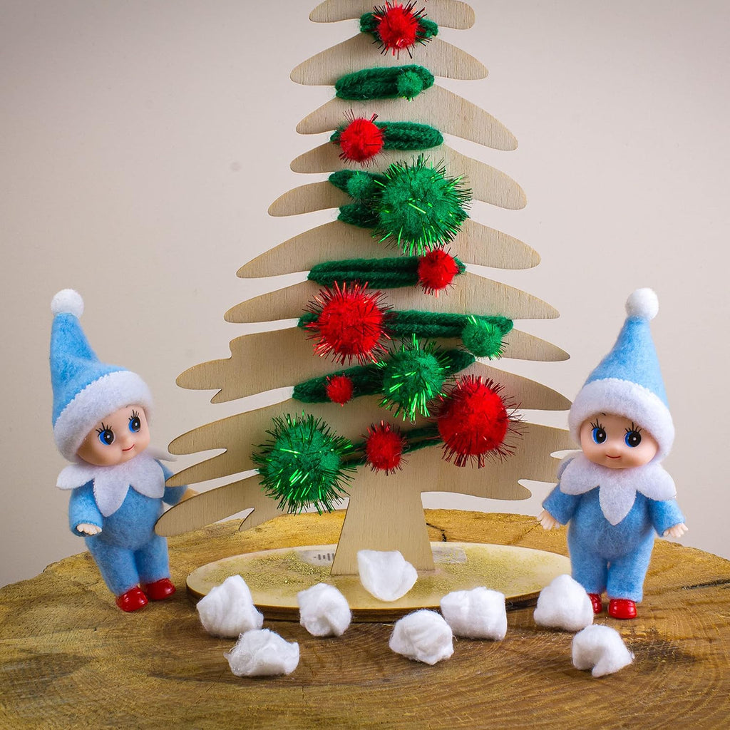 Regine Switzerland Christmas Baby Elf Doll - Adorable Blue Jumpsuit for Holiday Cheer