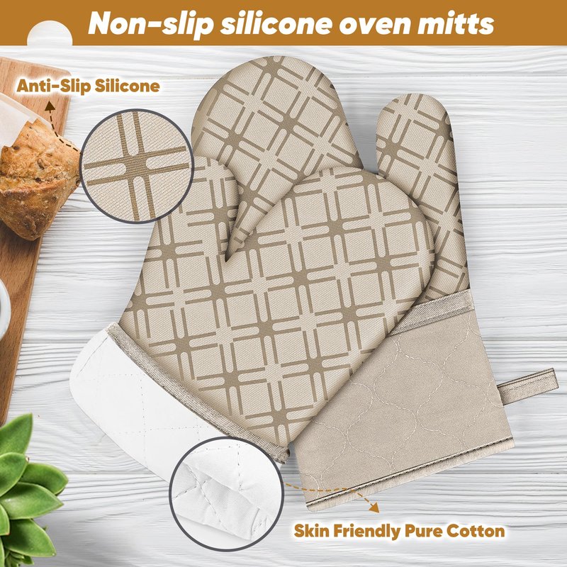 Oven Mitts and Pot Holders Set with Dishcloths, 500 Degree Heat Resistant Oven Gloves and Hot Pads, Premium Soft Cotton Kitchen Mittens and Dish Cloth Sets-Royal Blue