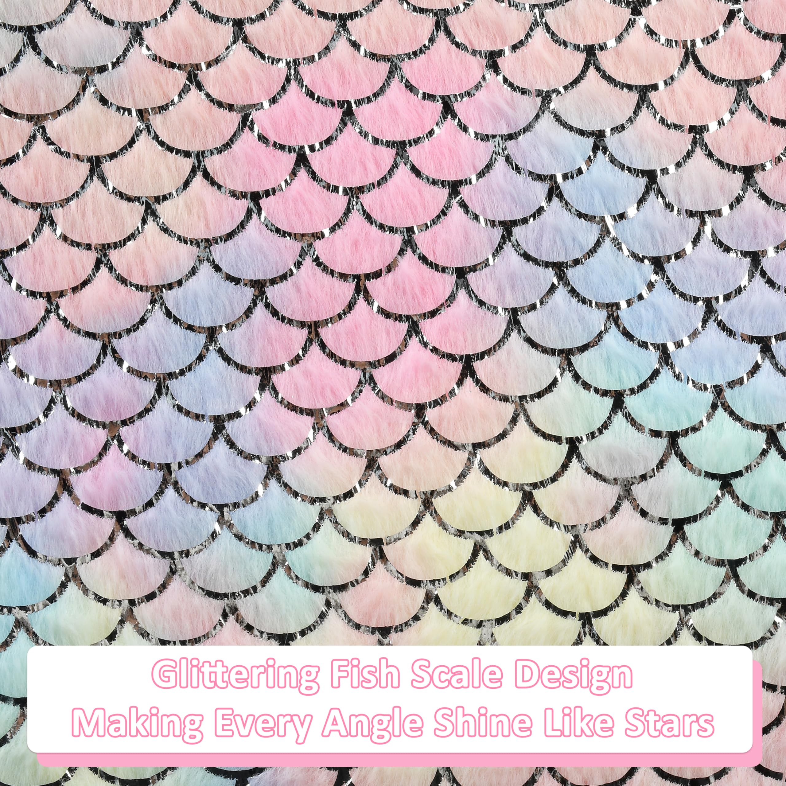 Catalonia Mermaid Blanket for Kids, Soft Plush Sleeping Snuggly Tail Blanket,Fish Scale Pattern, Mermaid Gift for Girls