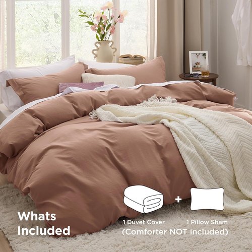 Bedsure Mocha Mousse Duvet Cover Set - Extra Soft Twin/Twin XL Bedding, 2 Pieces with Zipper Closure
