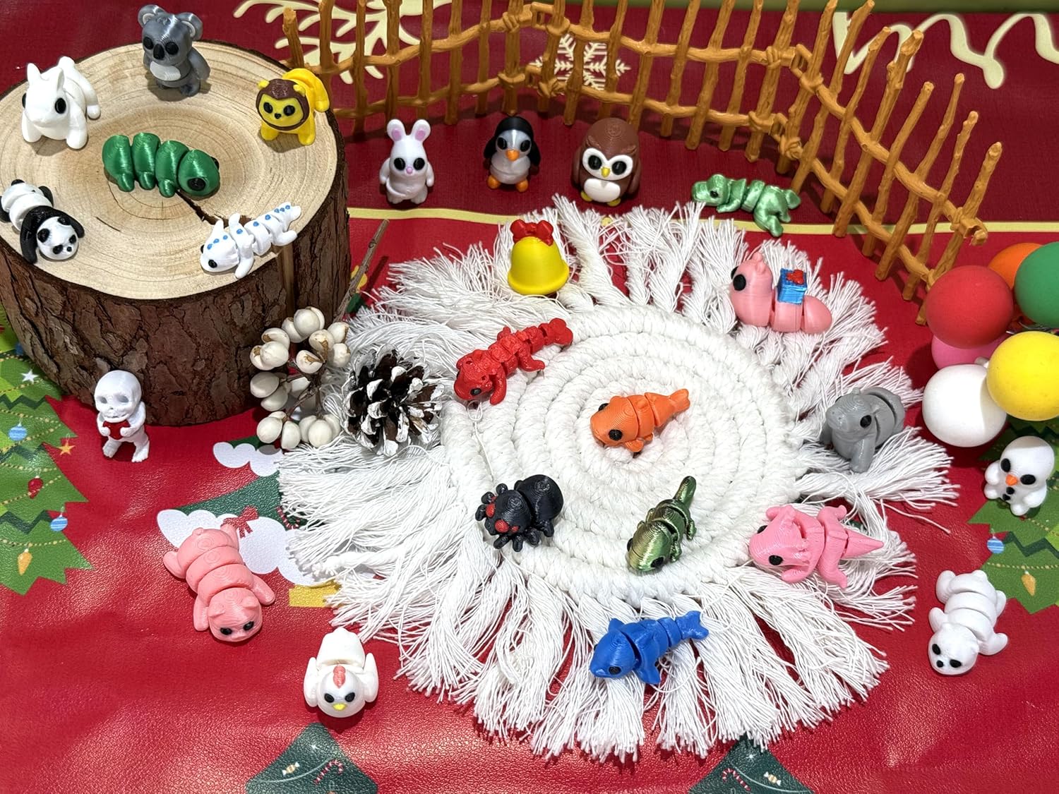 Skiennix 24 PCS 3D Printed Animal Collectibles - Fun Christmas Countdown Calendar Ornaments for Kids & Teens