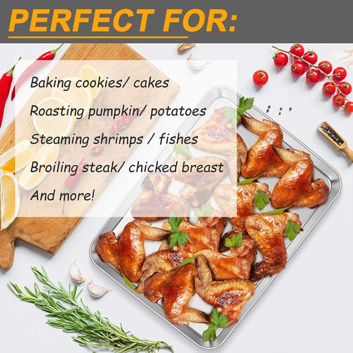 16 Inch Baking Sheet Pan, Joyfair Stainless Steel Cookie Sheet Toaster Oven Tray, Professional Bakeware for Cookie/Bacon/Bread, Rolled Rim & Mirror Finish, Rust Resistant & Dishwasher Safe