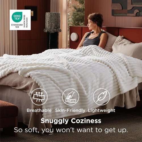 Bedsure GentleSoft Full Size Blanket - Cozy Off White Fleece Throw, 84x90 Inches for Ultimate Comfort