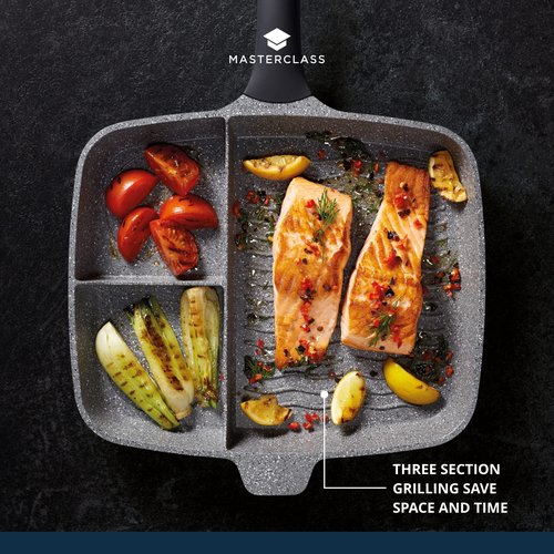 MasterClass Cast Aluminium Induction-Safe Non-Stick All-in-One Frying Pan, 32 cm (12.5"), Grey