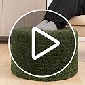 Round Foam Pouf Ottoman Footrest - 20x14 Inch Non-Slip Floor Stool, Green